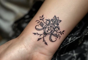 Elegant XXI.XI.MMXII in dark gray ink across the ribs, styled with subtle shadowing for a stone-carved effect. tattoo idea