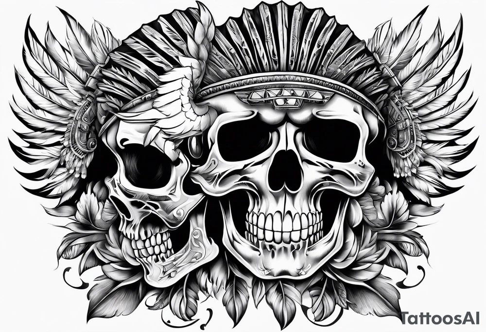 Native american biker skeleton tattoo idea