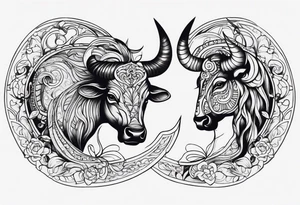 Taurus and Pisces tattoo idea