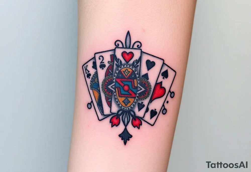 poker royal flush tattoo idea
