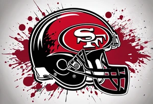 san Francisco 49er logo alone with team color specks of paint splatter tattoo idea