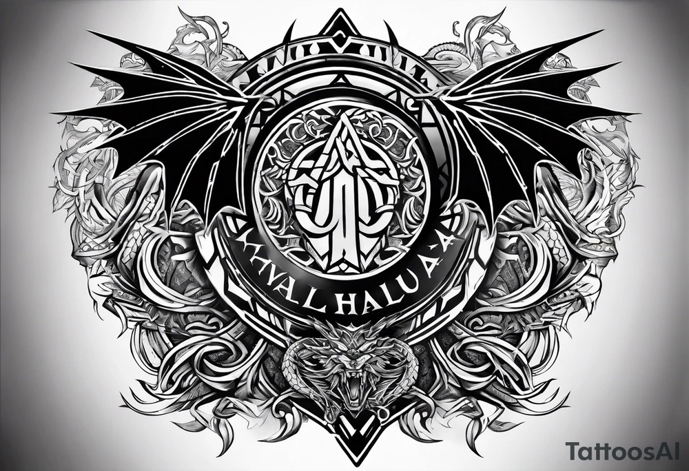 Valhalla sword shield dragon axe Valknut tribal tattoo idea Valhalla sword shield dragon axe Valknut tribal tattoo idea