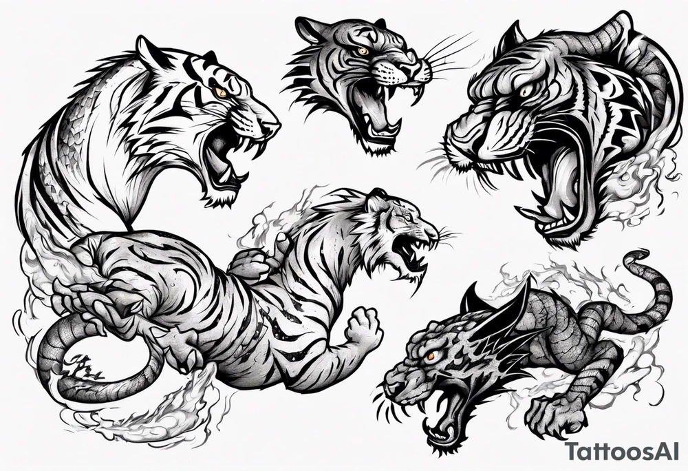tiger fighting with a dragon tattoo idea