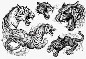 tiger fighting with a dragon tattoo idea