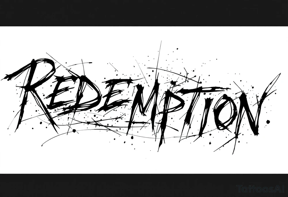 REDEMPTION  in handwritten, cursive, bold tattoo idea