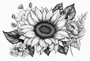 Sunflower, Lillie’s, roses, daisies, poppy’s tattoo idea