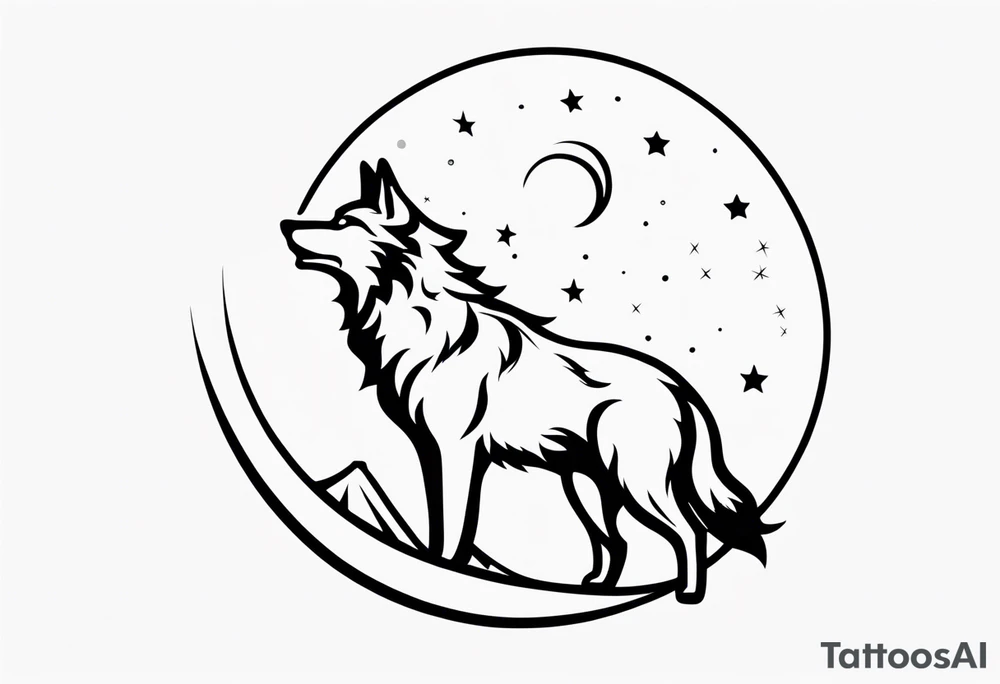 a wolf howling at the moon tattoo idea