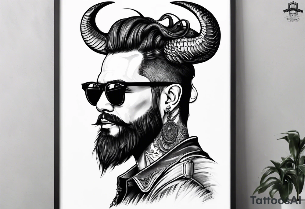 capricorn with beard and sunglasses tattoo idea capricorn with beard and sunglasses tattoo idea