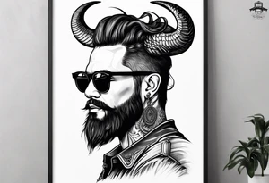 capricorn with beard and sunglasses tattoo idea