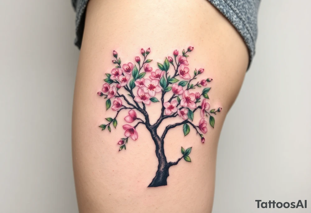 Flowering hawthorne tree tattoo idea