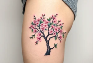 Flowering hawthorne tree tattoo idea
