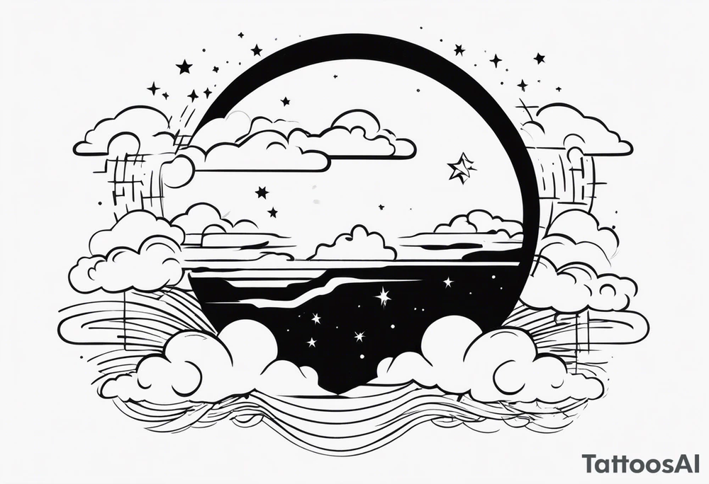 A moon with clouds with the date of 12/25/1995 tattoo idea