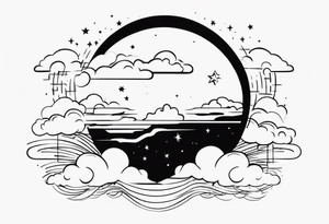 A moon with clouds with the date of 12/25/1995 tattoo idea