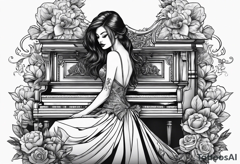 dead girl playing piano tattoo idea