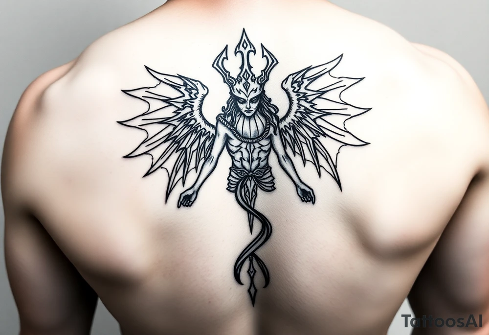 Protection divinity tattoo stencil for leg tattoo idea