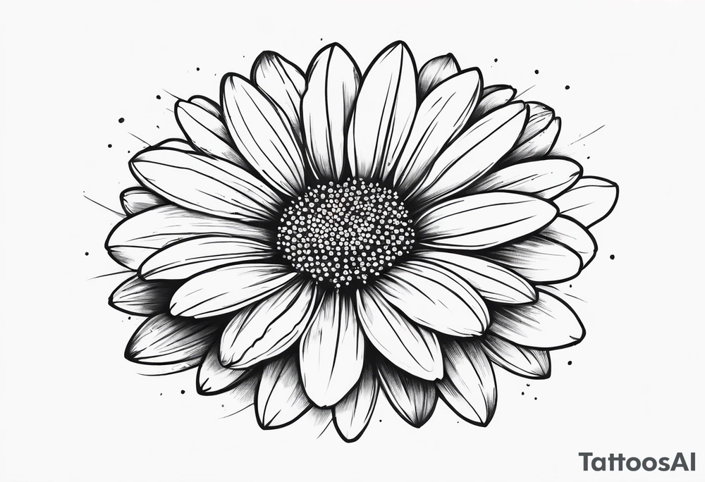 Daisy blossom top view tattoo idea