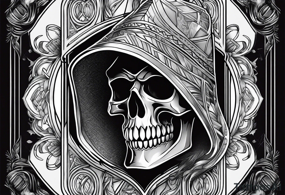 Reaper stabbing ace of hearts tattoo idea