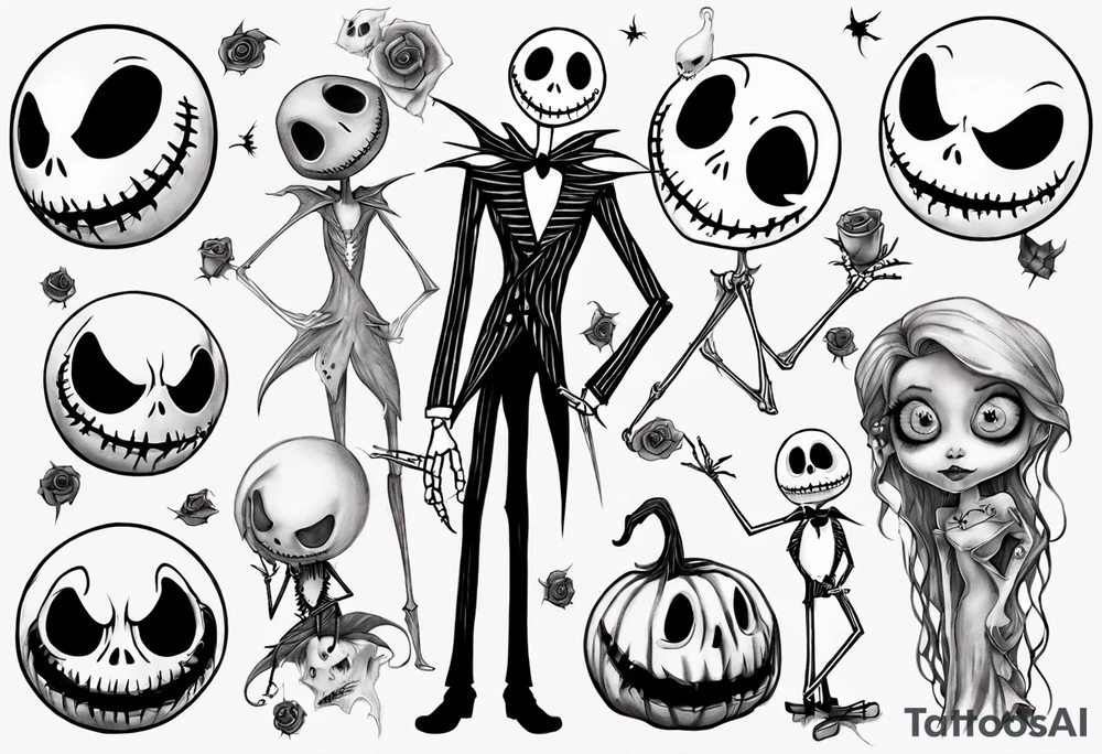 jack skellington with zero tattoo idea