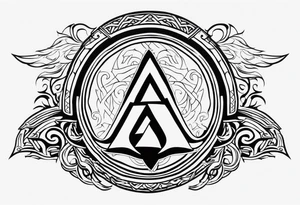 Valhalla sword shield axe Valknut fog tattoo idea