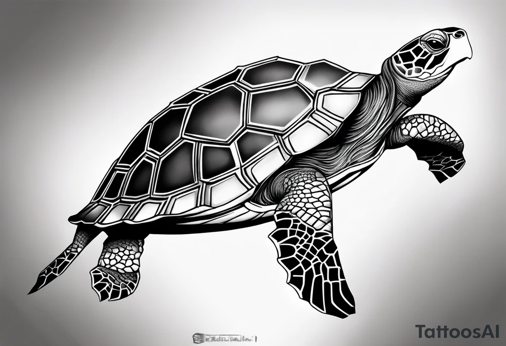 Full leg sleeve turtle geometric tattoo idea