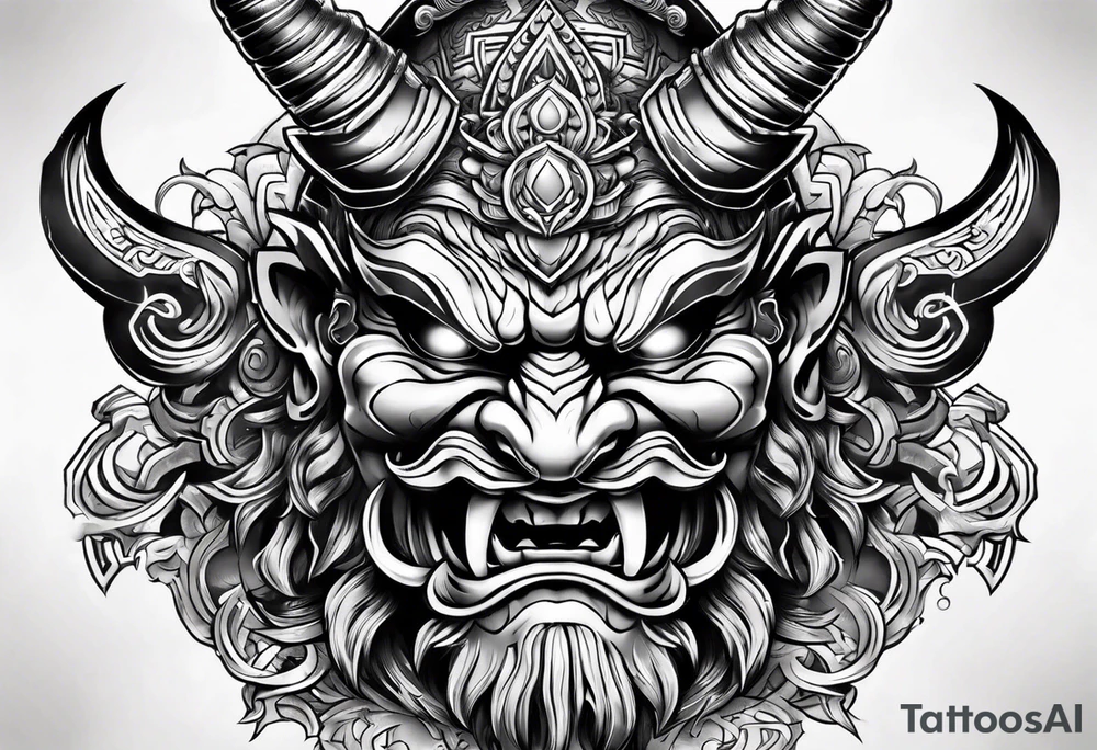 Oni mask in celctic style tattoo idea