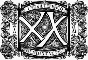 I need a tattoo design that only includes the letters X and I, with a dark and gothic style. tattoo idea