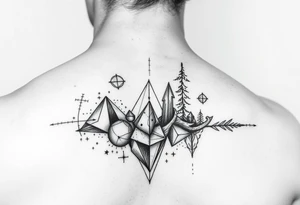 Math and nature on upper arm and shoulder tattoo idea