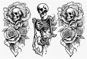 Dancing skeloton on a rose tattoo idea