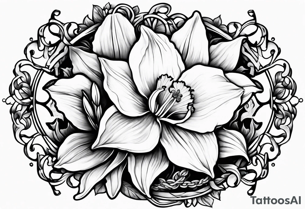 Daffodil birth flower chain tattoo idea