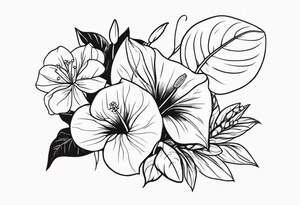 Bouquet of Flowers with anthurium and carnation tattoo idea