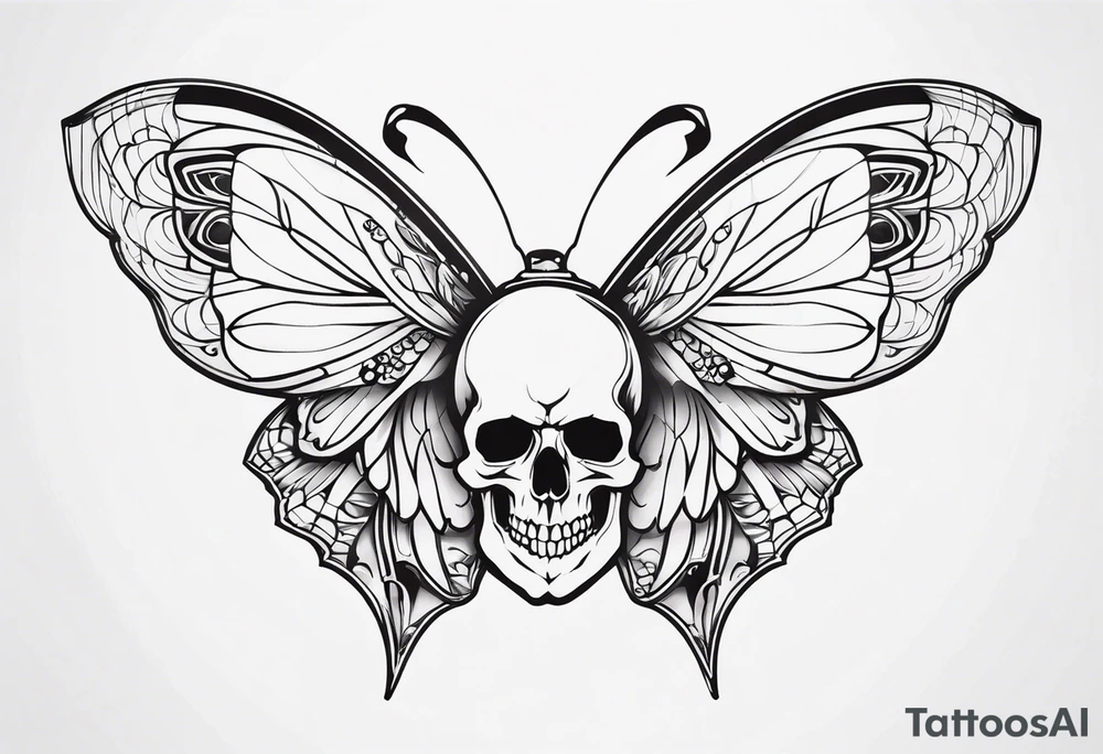 Butterfly wings with skull details tattoo idea