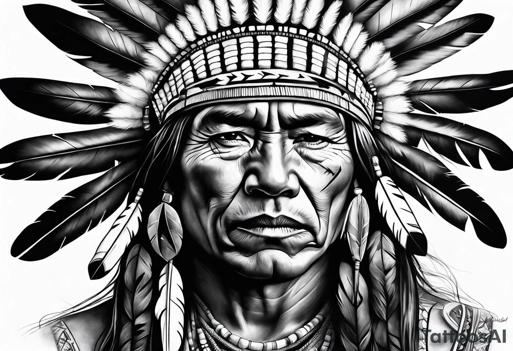 realistic native american tattoo idea