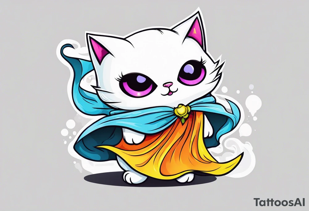 Cat wearing a sheet dressed as a ghost tattoo idea