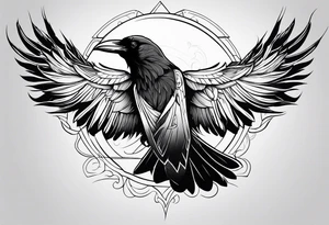 outline of a tall Raven tattoo idea