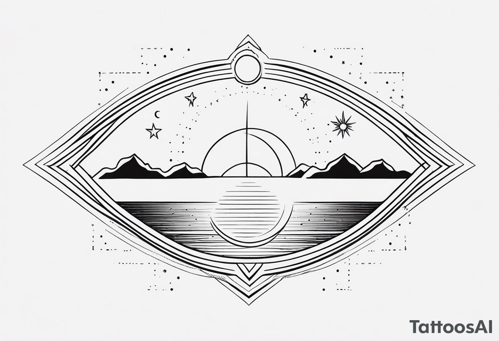 Moon sun line minimalistic tattoo idea