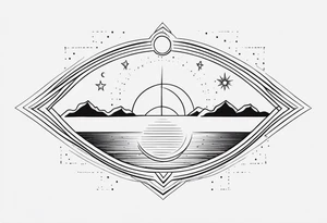 Moon sun line minimalistic tattoo idea