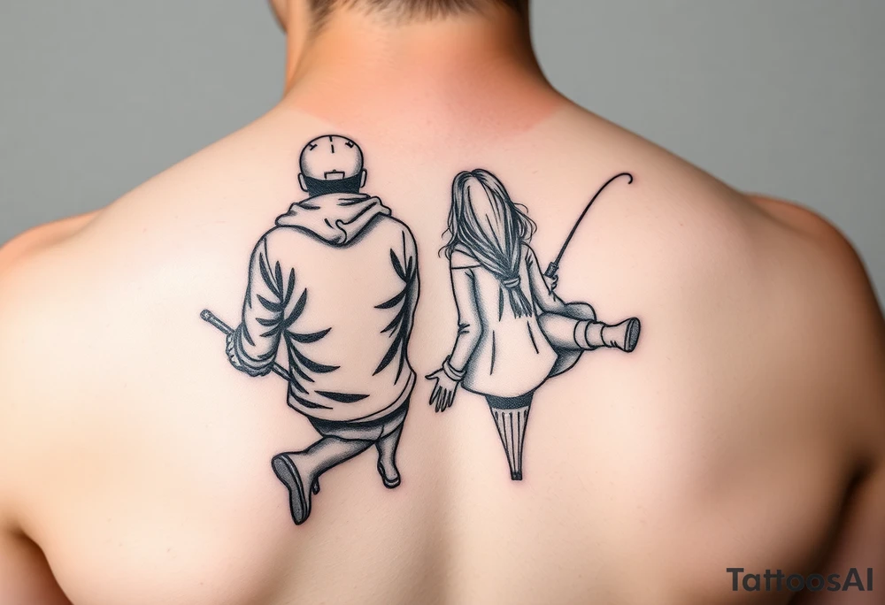 Guy and girl fishing tattoo idea