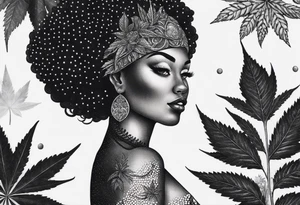 Black Goddess of marijuana tattoo idea