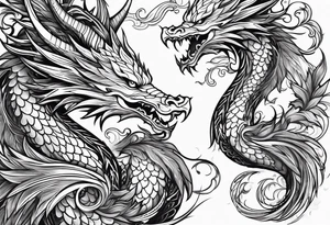 majestic  dragon and phoenix  in harmony and balance tattoo tattoo idea