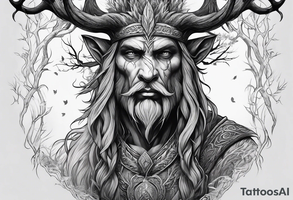 Leshy with birch bark skin tattoo idea