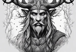 Leshy with birch bark skin tattoo idea