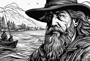 fisherman woodcut tattoo idea