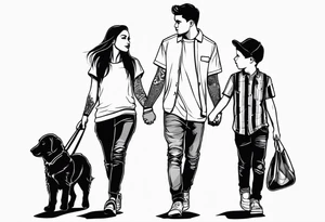 1 teen boy 1 teen girl 1 toddler girl walking holding hands tattoo idea