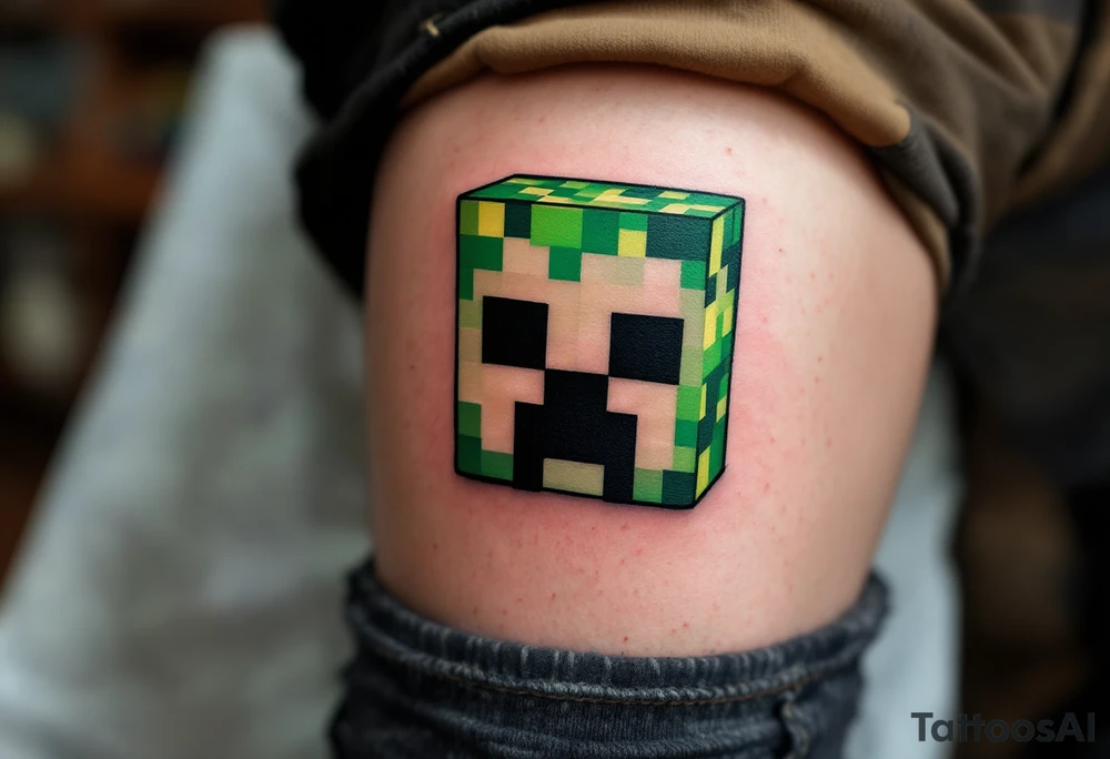 Small Minecraft creeper head block tattoo idea