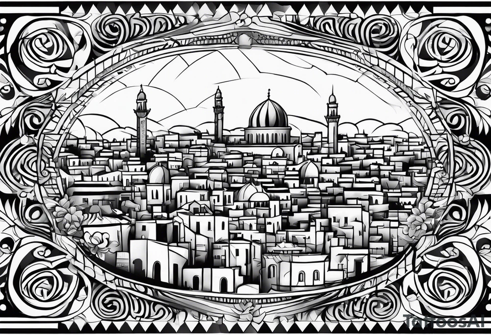 israel 
city swirl
 vector tattoo idea