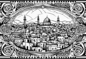 israel 
city swirl
 vector tattoo idea