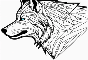 Wolf in profile mouth agape, , his forehead should have the diamond symbol with a dot in the center, tattoo idea