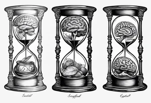 Sagittal brain and coguar inside hourglass. Brain in loterii level, coguar in an upper level tattoo idea