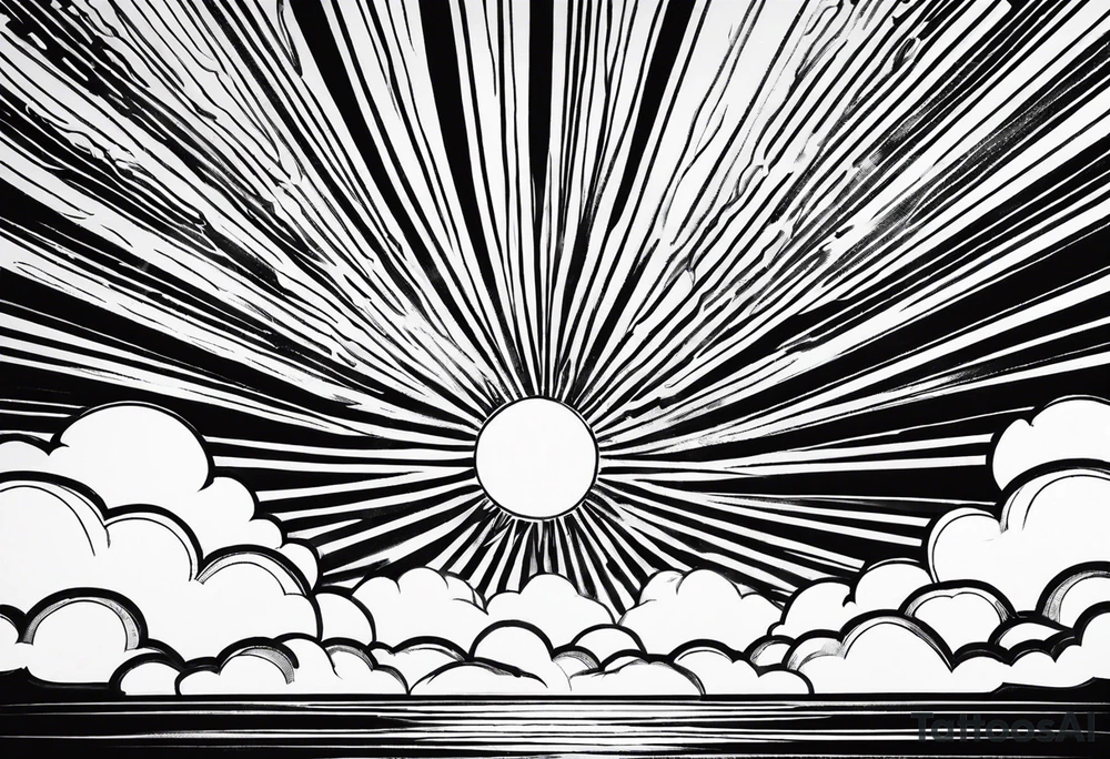 Sunrays and clouds tattoo idea