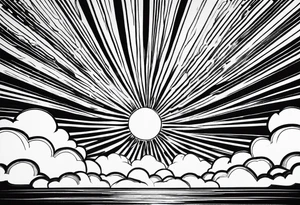 Sunrays and clouds tattoo idea